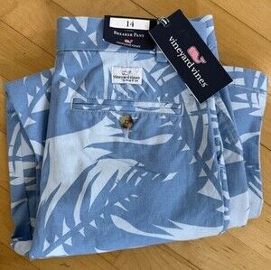 NWT Vineyard Vines Breaker Pants Boys Size 14 97% Cotton Adjustable Waist Blue
